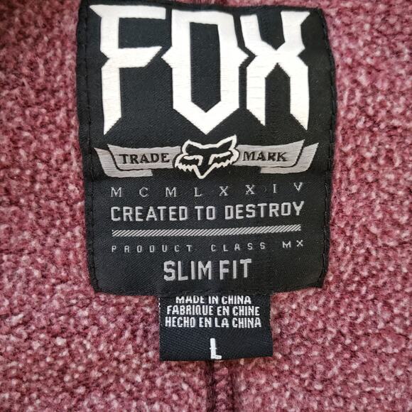 FOX Racing Sweatshirt Mens XL Slim Fit Maroon Pullover Moto Skater Casual 46x29 - Picture 7 of 11